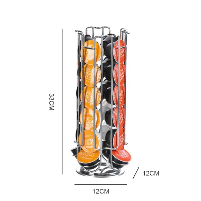 Вращающийся органайзер для капсул, держатель для капсул, железная металлическая подставка для кофе с хромированным покрытием, стойка для кофейных капсул, для предметов капсул