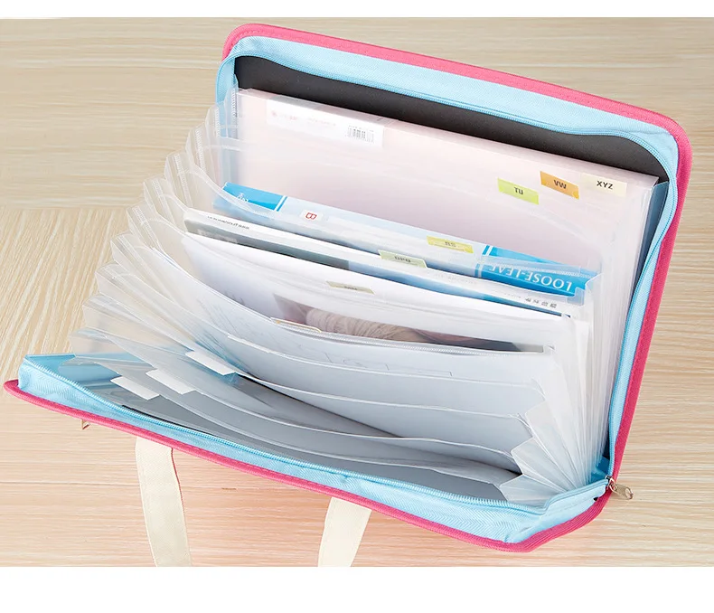 13 слоев креативный органный мешок Мульти папка ткань Оксфорд А4 Портативный молнии информации портфель бумажный мешок бизнес-поставки