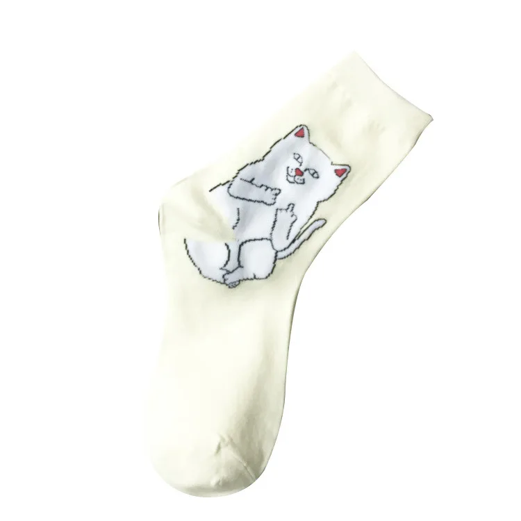 Носки средней длины для взрослых; Модные Цветные Носки с рисунком кота-инопланетянина; всплывающее изображение; мы здесь; Скейтер; для мужчин; для путешествий - Цвет: cat white
