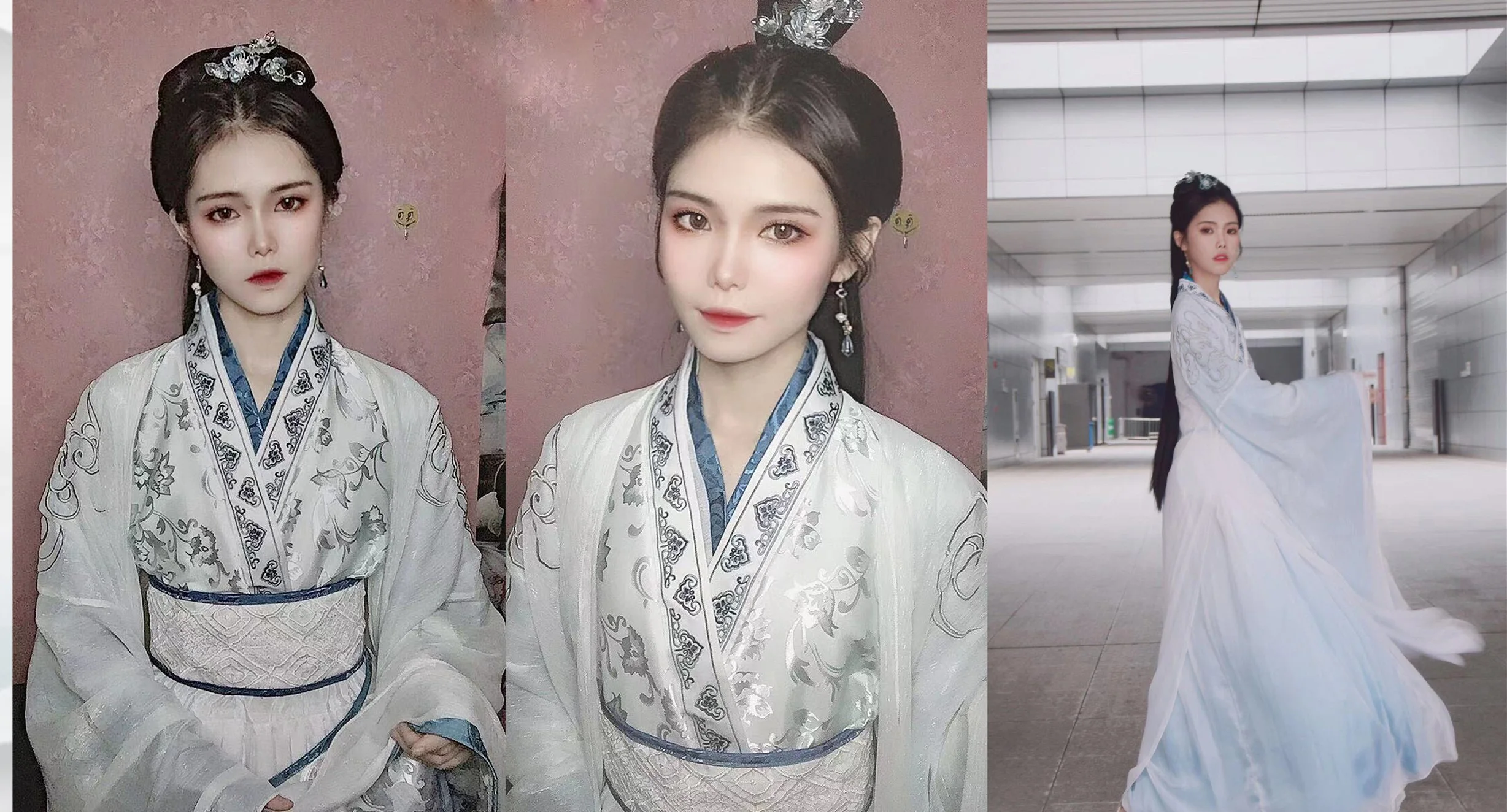 Lan xichen wearing a white hanfu, bright eyes, clear forehead