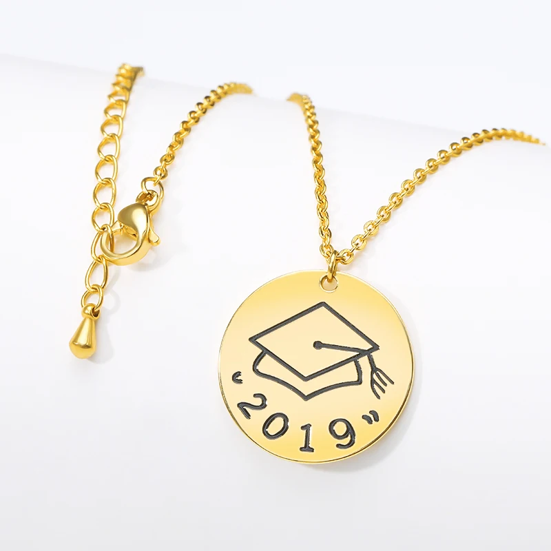 Collares con de graduación de de regalos para profesores y estudiantes, de disco de Color dorado de acero inoxidable, collar para mujer - AliExpress Joyería y accesorios