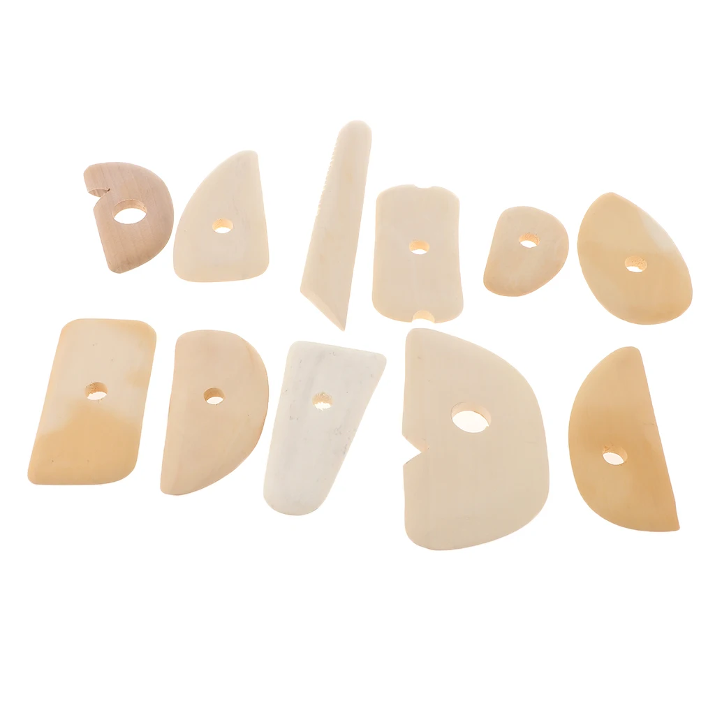 11pcs Assorted Natural Wooden Cutter Safe Scraping Tool For Clay/Pottery/Ceramic DIY Crafts