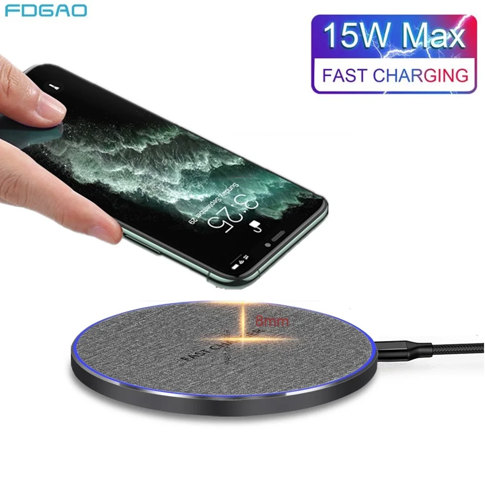 

FDGAO 15W Fast Wireless Charger for iPhone XS Max X 8 XR 11 Pro Samsung S20 S10 S9 Huawei P30 Pro QC 3.0 Qi Charging Dock Pad