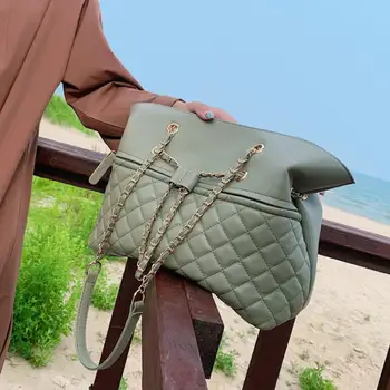 

Female Elegant Large Tote Bag 2019 New Quality PU Leather Women's Designer Handbag High capacity Chain Shoulder Messenger Bag