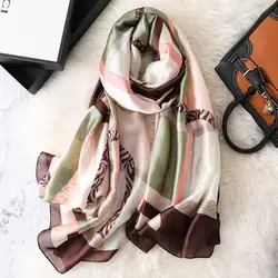 2019 женский шелковый шарф брендовые роскошные женские шали с цепочкой женские дорожные шарфы пляжные шарфы из пашмины Foulard Hijab