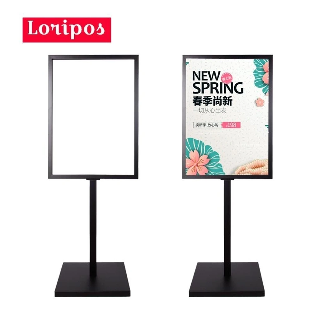 Linliangmuyu modern metal floor stand type A3 advertising poster display  frame banner holder stand rack Two Sided In view HB02