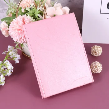 

PU Cosmetic Mirrors Portable Folding Travel Vanity Mirror with Desktop Standing for Cosmetic People(Pink)