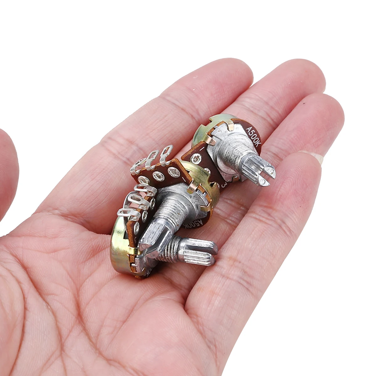 10pcs Guitar Mini Control Pots A500K Short Split Shaft Linear Taper Potentiometers Guitar Tone Potentiometer