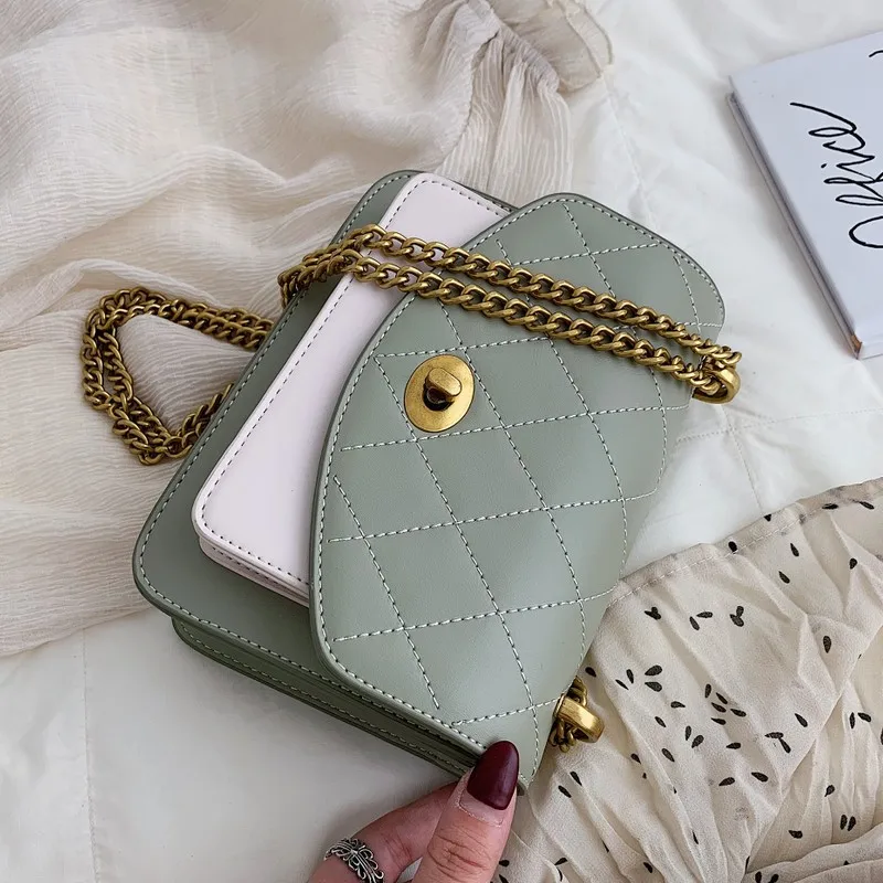 

Bag WOMEN'S Bag Summer Small Fresh Trending Rhombus Chain Graceful Contrast Color INS Versatile Shoulder Bag New Style 2019