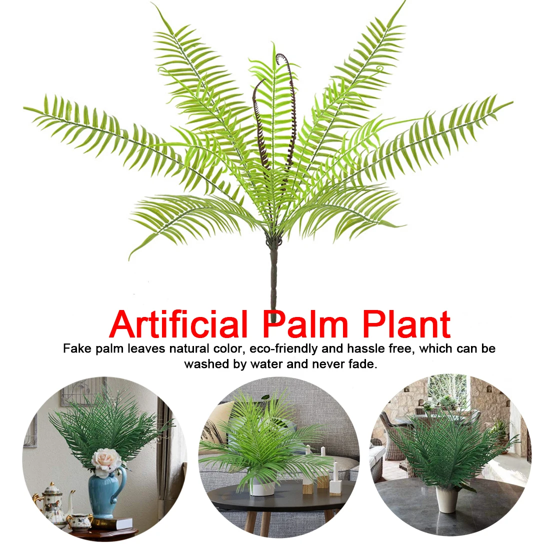 

Artificial Plant Palm Leaf 9/14 Branch Bush Greenery Plants Fake Tropical Fronds Palm Tree for Home Party Wedding Decor
