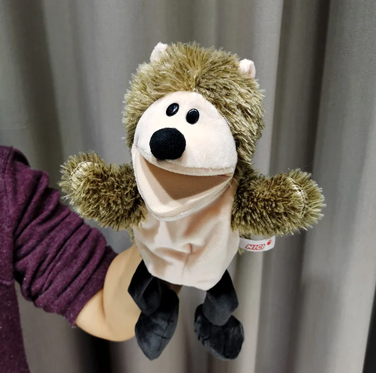 30cm Legged Animal Hand Puppet Plush Toys Wolf Lion Panda Raccoon Hand Puppets Educational Story Doll Toy for Children Kid