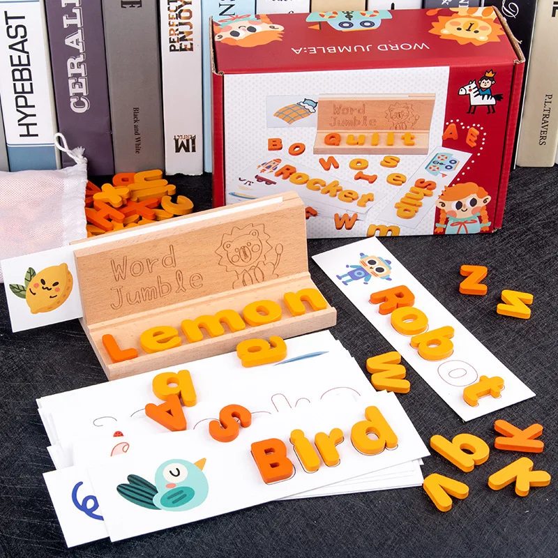 

Toys Wooden Spelling Word Game Children Early Education Puzzle Enlightenment Toy Learning English Letter Cards Toy Kids Gift