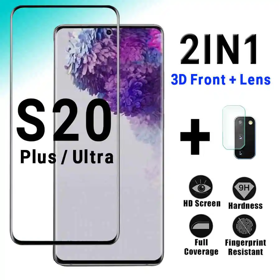 2в1 3D Защитное стекло для samsung galaxy S20 ultra S 20 Plus Note Ultra Note20 Защитная пленка объектива