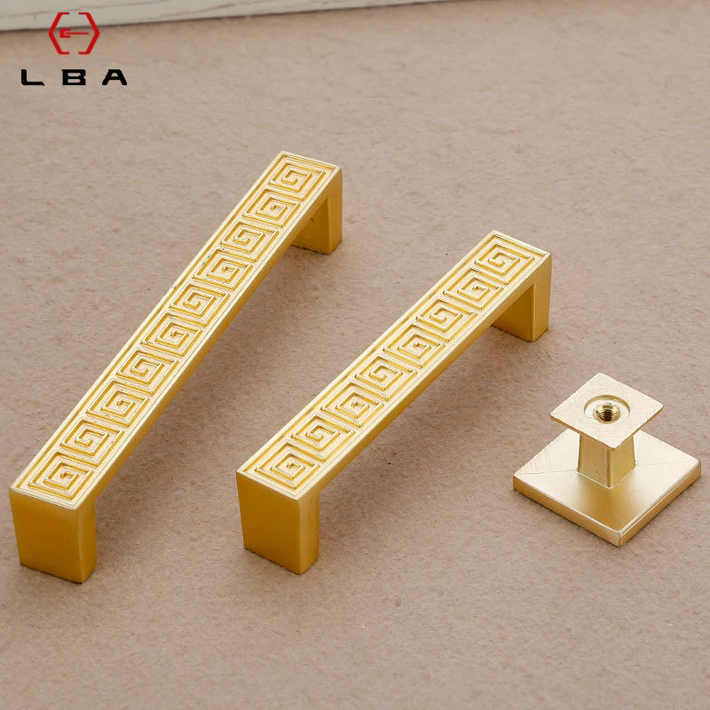LBA Zinc Alloy Gold Door Handles With Diamond Luxury Cabinet Drawer Knobs European Wardrobe Furniture Push Pulls Hardware Handle