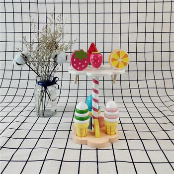 

Strawberry shuang ceng jia Ice Cream Ice Cream Machine Model Ice Cream Play House Kitchen Children Wooden of Toy