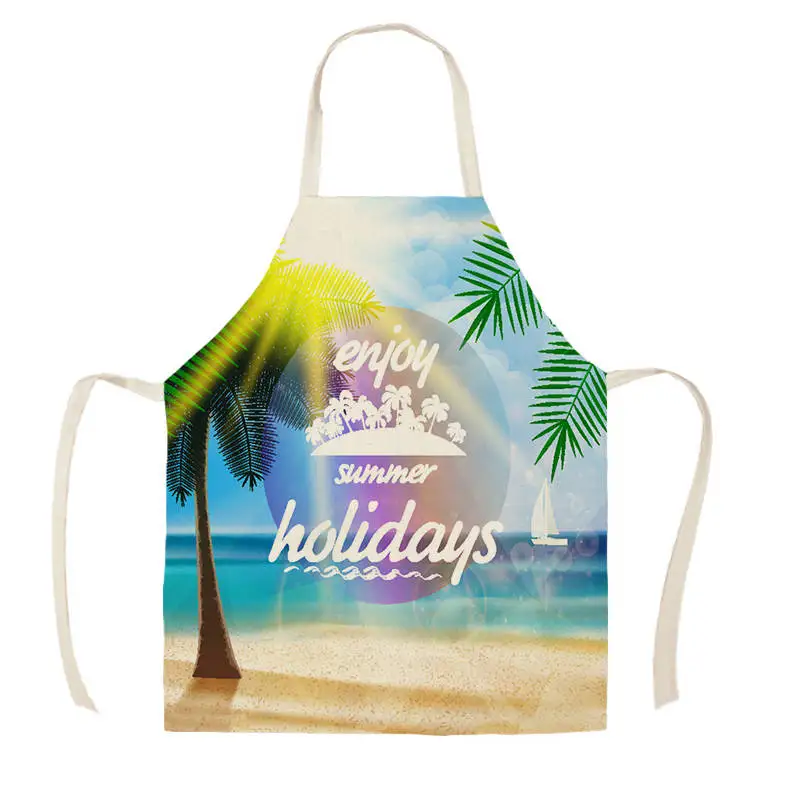 Women Kitchen Apron Cotton Linen Summer Cool Sleeveless Chef Cooking Aprons Kitchen accessories WQ1557