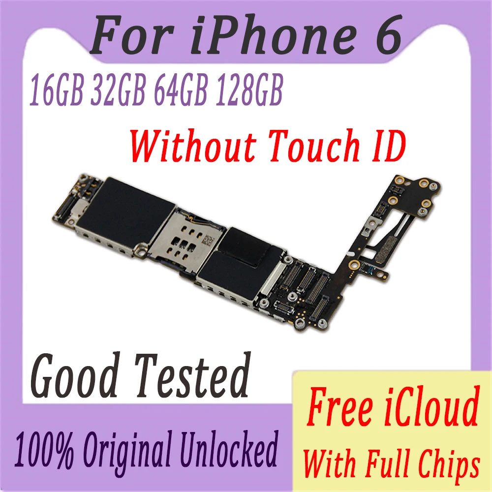 Оригинальная разблокированная материнская плата для iPhone 6 с/без touch ID, бесплатный iCloud для iPhone 6 логическая плата с полной панелью чипов