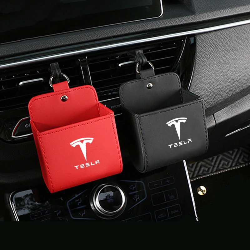 Аксессуары для стайлинга автомобиля Tesla Model S X кожаная коробка хранения воздуха на выходе органайзер