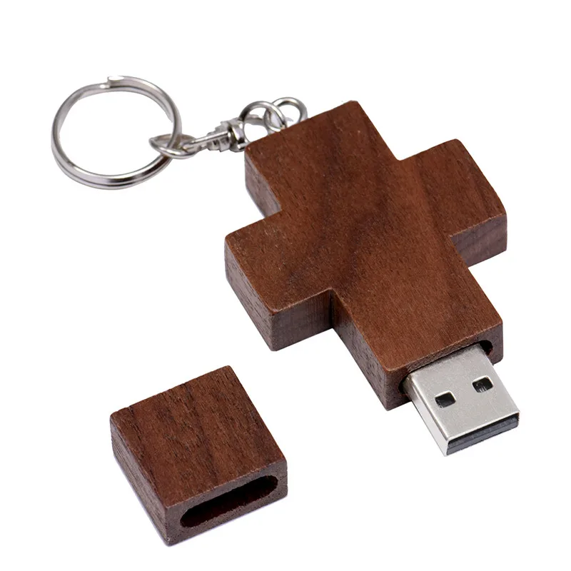 JASTER Горячая Креативный usb-накопитель в виде деревянного Креста 2,0 флэш-накопитель 4 ГБ 8 ГБ 16 ГБ 32 ГБ 64 ГБ USB флэш-накопитель USB+ коробка(более 10 шт бесплатный логотип - Цвет: Walnut