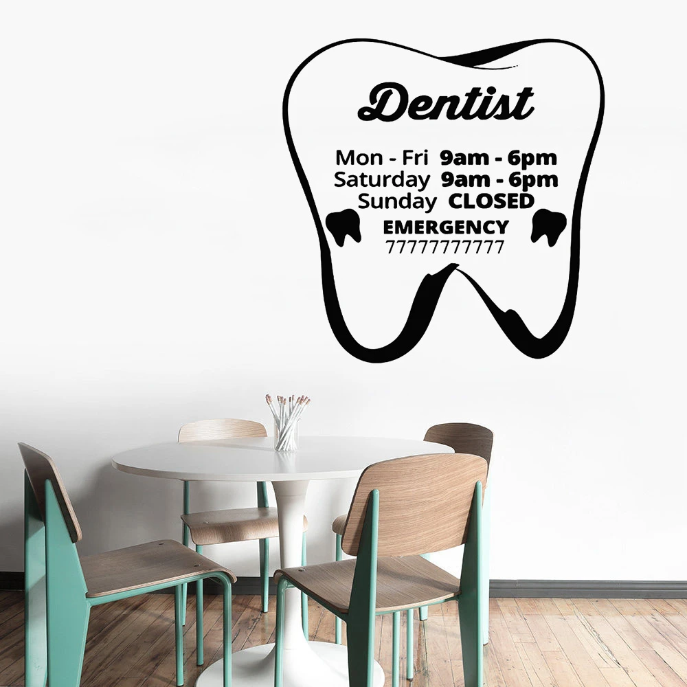 Work Time Art Vinyl Decal Dental Care Dentist Wall Sticker Mural Poster Teeth Tools Home Decor Shop Business Hours House Decals Wall Stickers Aliexpress