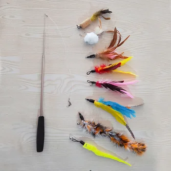 

Cat Toy Cat Teaser Combo 8 PCs Replacement Head 1 Root Expansion Link with Bell Three-section Extendable Cat Pet Supplies