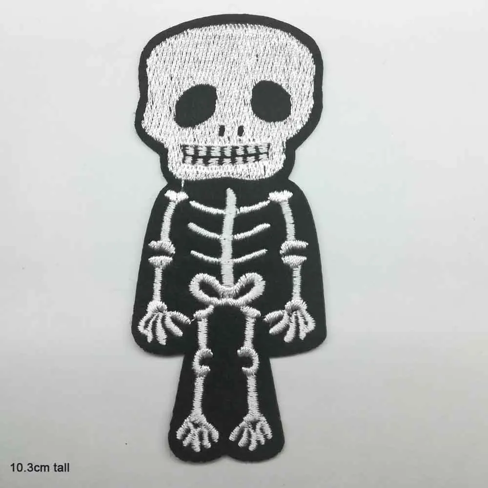 Schädel Skeleton Mann Eisen auf Bestickt Tuch Patch Für Mädchen Jungen Kleidung Aufkleber Bekleidung Bekleidungs Zubehör