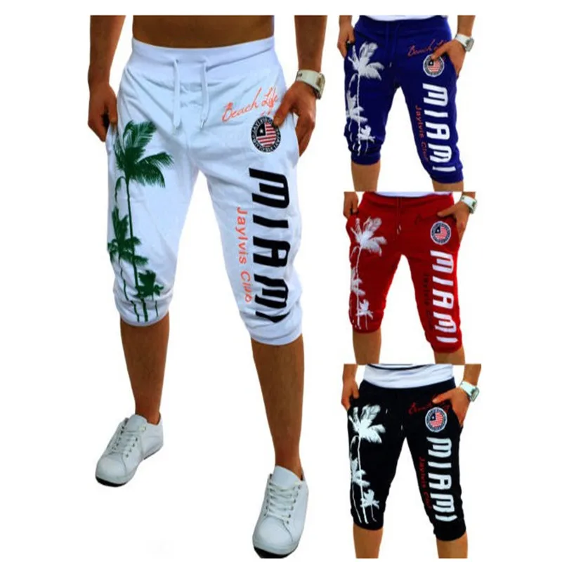 

new brand Summer Men Knee Length Shorts Color Patchwork Joggers Short Sweatpants Trousers Men Bermuda Shorts Roupa Masculina