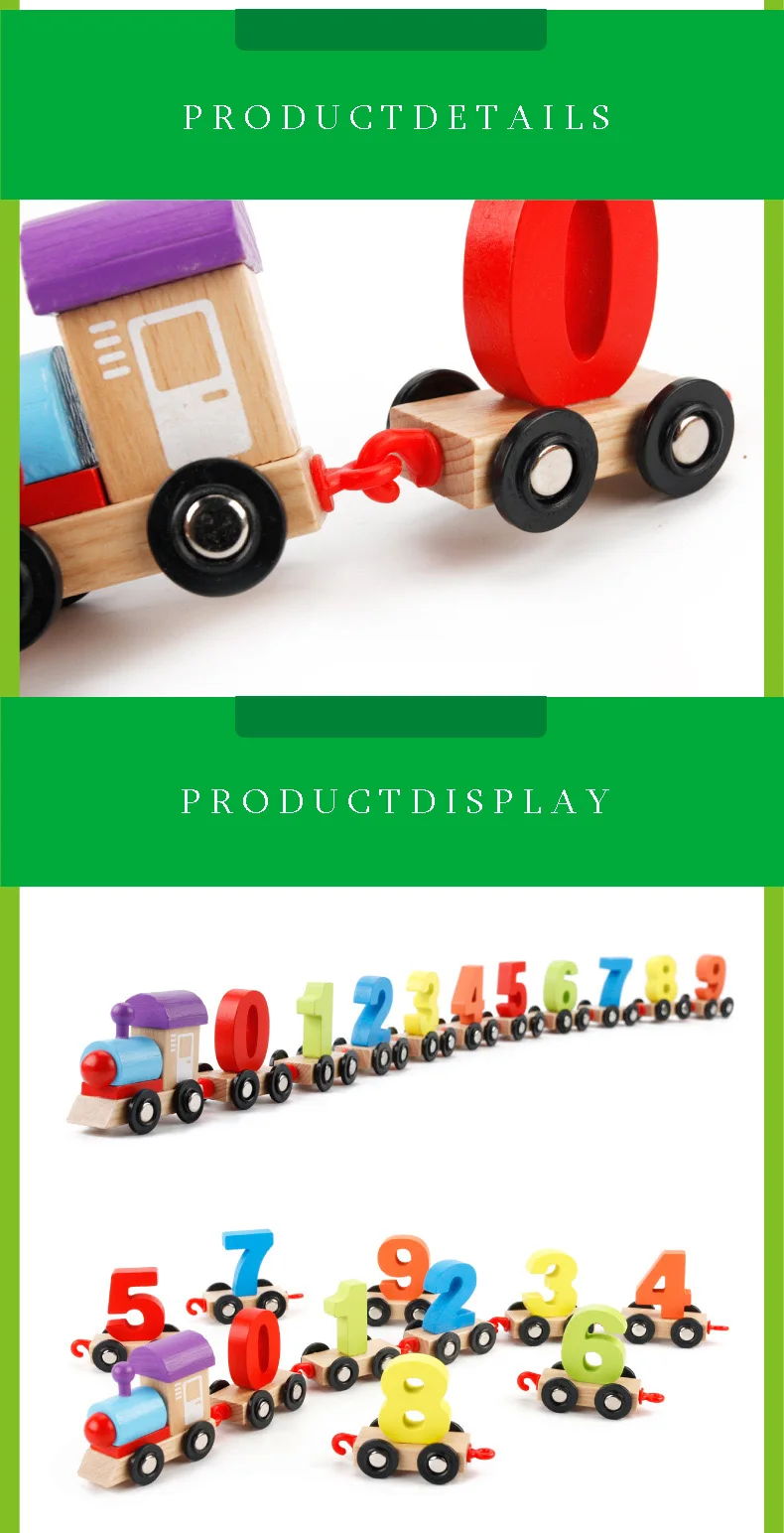 Детские деревянные блоки Цифровой поезд игрушка Монтессори Собранный цвет деревянный пазл раннее образование маленький поезд родитель-ребенок игрушка