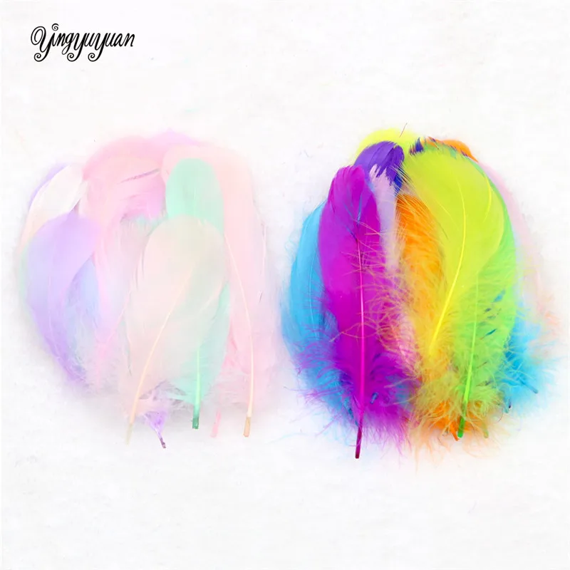 

50pcs Mix Color Plumes Swan Feathers 9-15cm Goose Feather Stage Plumes Dream Catcher Washed Goose Down Fluffy Plume for Wedding