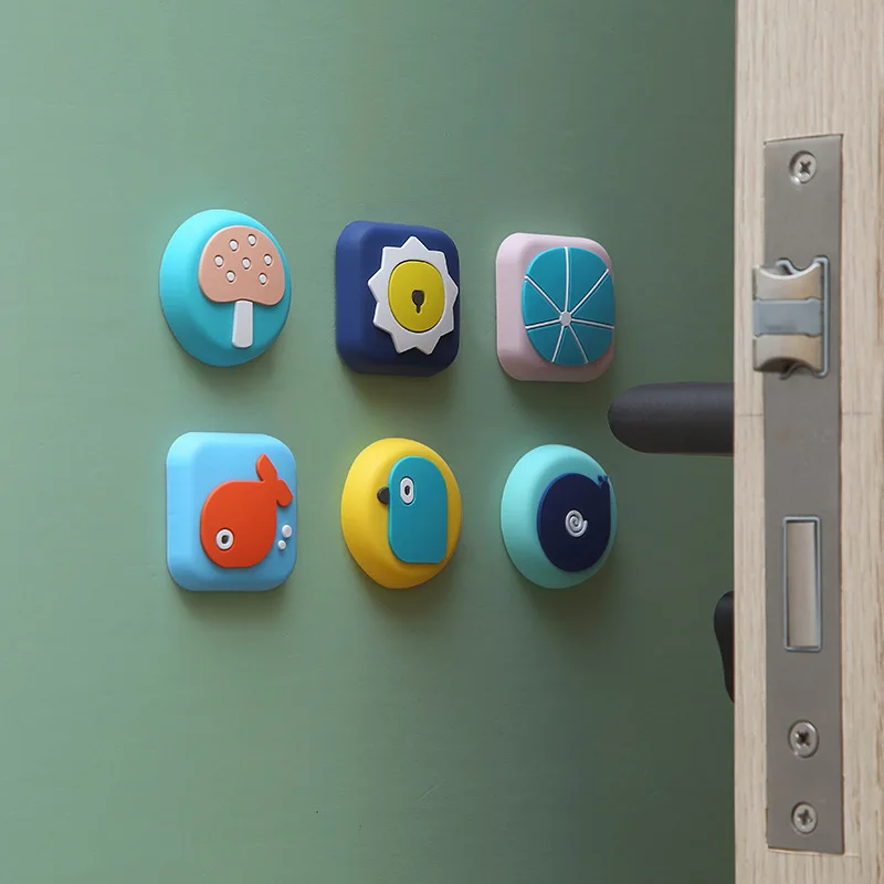 

Door And Back Handle Anti-collision Pad Silica Gel Touch Suction Bump Stick Wall Protection Cover Cartoon