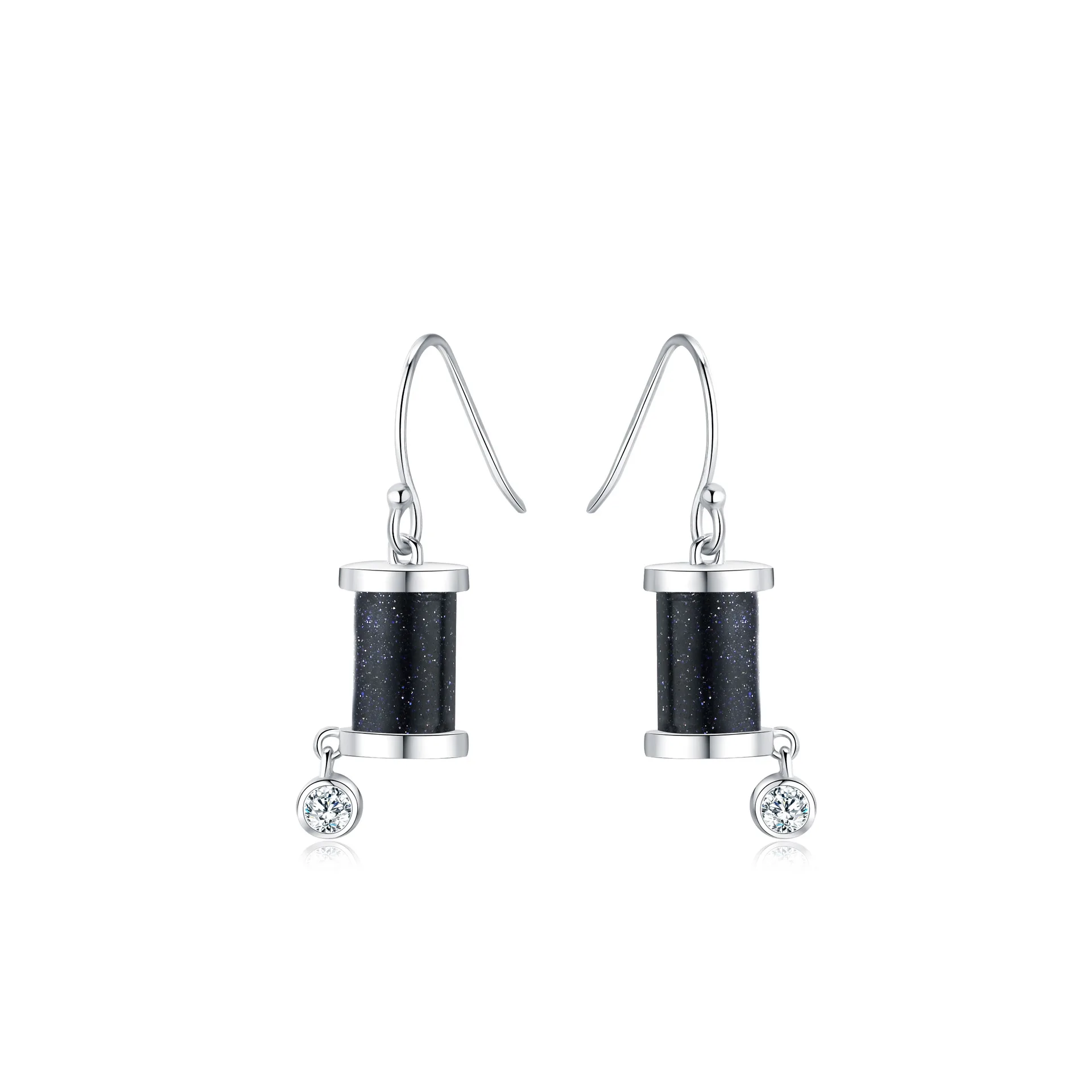 Wong Rain Romantic 925 Sterling Silver Natural Blue Sand Aventurine Gemstone Drop Dangle Hook Earrings Fine Jewelry Wholesale