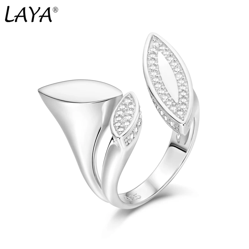 

Laya 925 Sterling Silver High Quality Zircon Christmas Gift Irregular Finger Ring For Women Fashion Charm Jewelry 2021 Trend