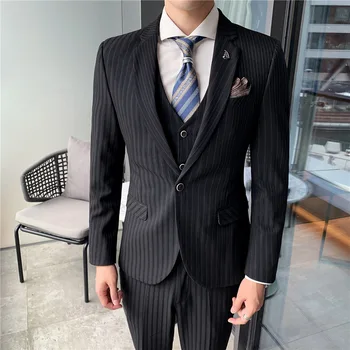 

Men Suit Suit Occupation Small Suit Suit Business Slim Fit Leisure Dress Groom Best Man Three-piece Set