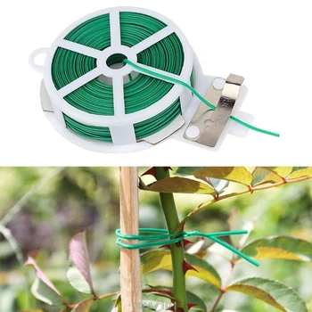 

50m Plant Twist Tie with Cutter Sturdy Green Coated Wire Gardening Home Cable