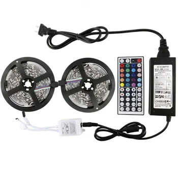 

1/2Pcs 5M 3528RGB 300 LEDs Strip Light Waterproof LED String Light With 24 Keys Remote Controller Color Changing Power Adapter
