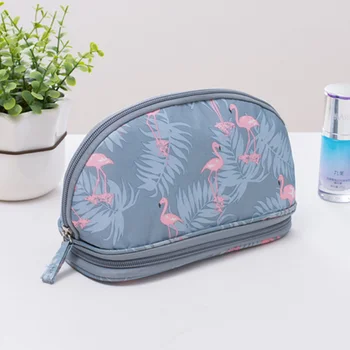 

2019 New Portable Flamingo Cosmetic Bag Double Layer Travel MakeUp Pouch Bags Circular Make Up Bag Brush Organizer For Woman