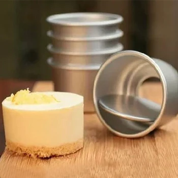 

Hot! 3pcs 2inch Aluminum Alloy Round Mini Cake Pan Removable Bottom Pudding Mold DIY Cupcake Baking Mould