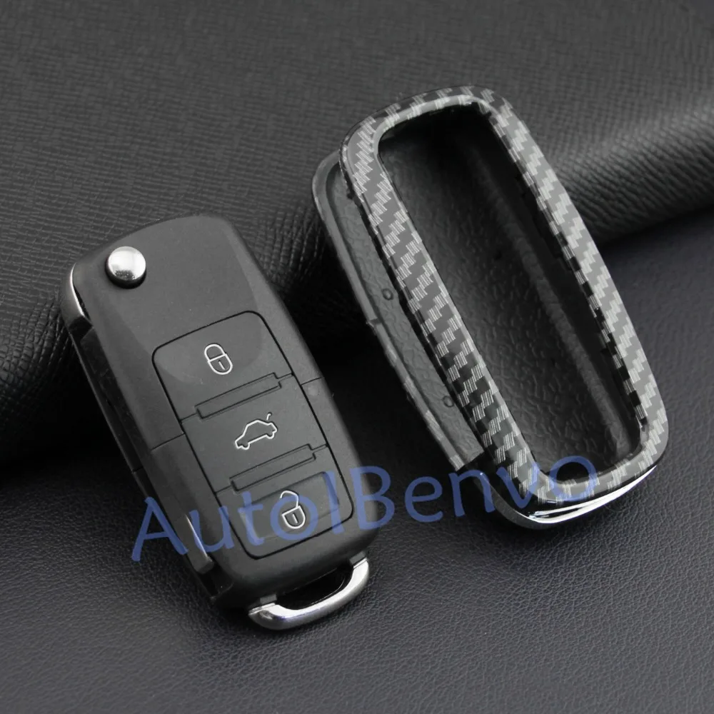 ABS углеродное волокно Автомобильный ключ защиты оболочки для Volkswagen MK6 Golf Passat Jetta Tiguan Eos Polo MK5 UP! Брелок чехол Аксессуары