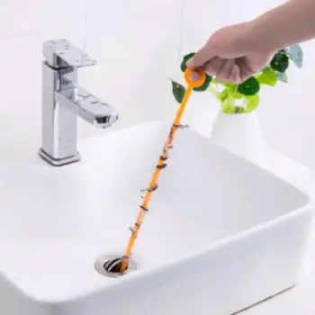 

1PC Kitchen Sink Cleaning Hook Sewer Dredging Spring Pipe Hair Dredging Tool Removal Sink Cleaning Tool With 51CM