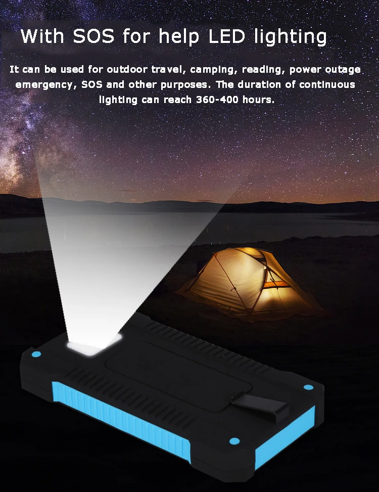 Солнечная батарея 20000 мАч водонепроницаемый 2USB power Bank Bateria Externa Movil портативное зарядное устройство Солнечный повербанк Cargador Portatil повербанк пауэр банк павер банк внешний аккумулятор аккумулятор