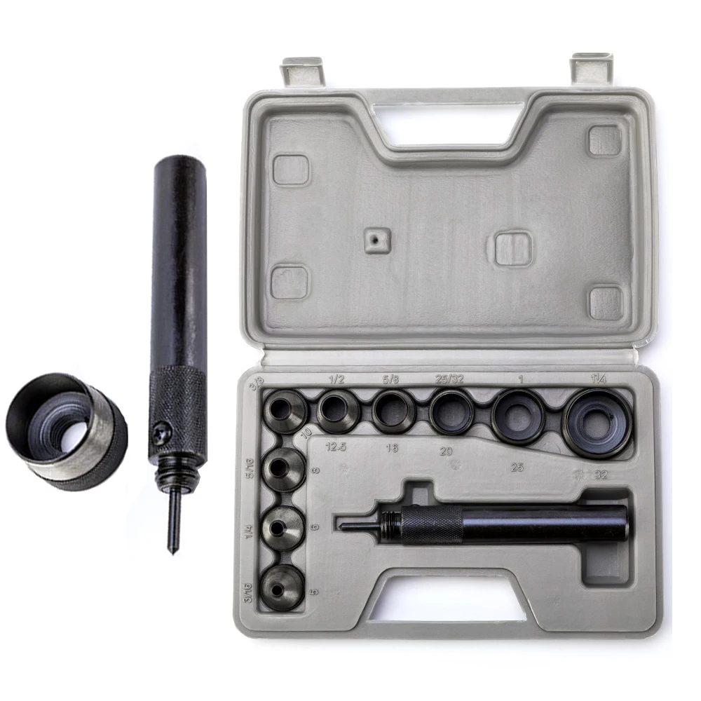 9 piece replace belt punch DIY simple carbon steel leather punch tool 3/8" 1/2" 5/8" 25/32" 1" 1-1/4" 3/16" 1/4" 5/16"