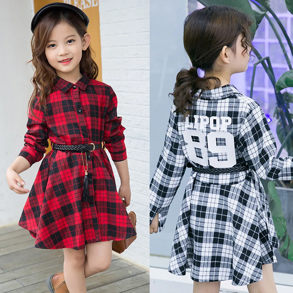 girls tartan shirt dress