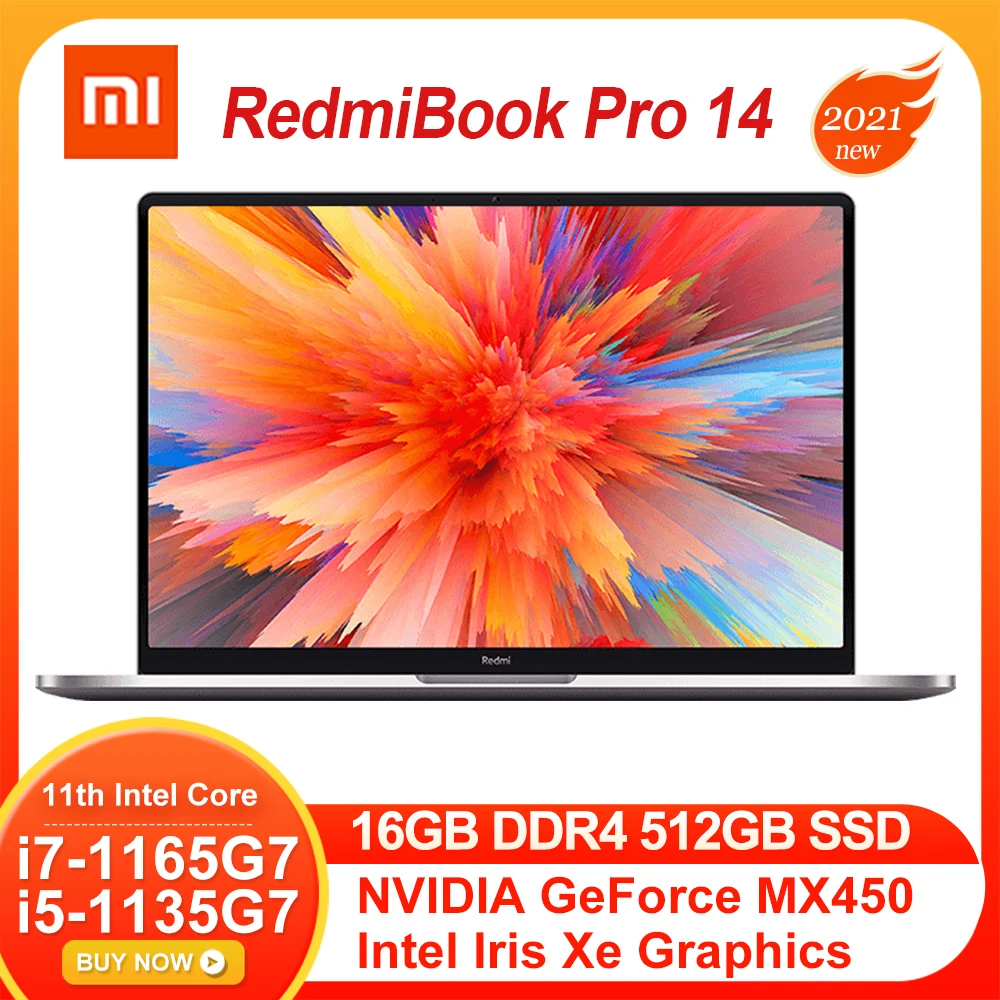 2021 nuevo Xiaomi RedmiBook Pro 14 portátil 11th Intel Core i7-1165G7/i5-1135G7 16GB DDR4 3200MHz 512GB PCIe SSD 2,5 K 14 portátil