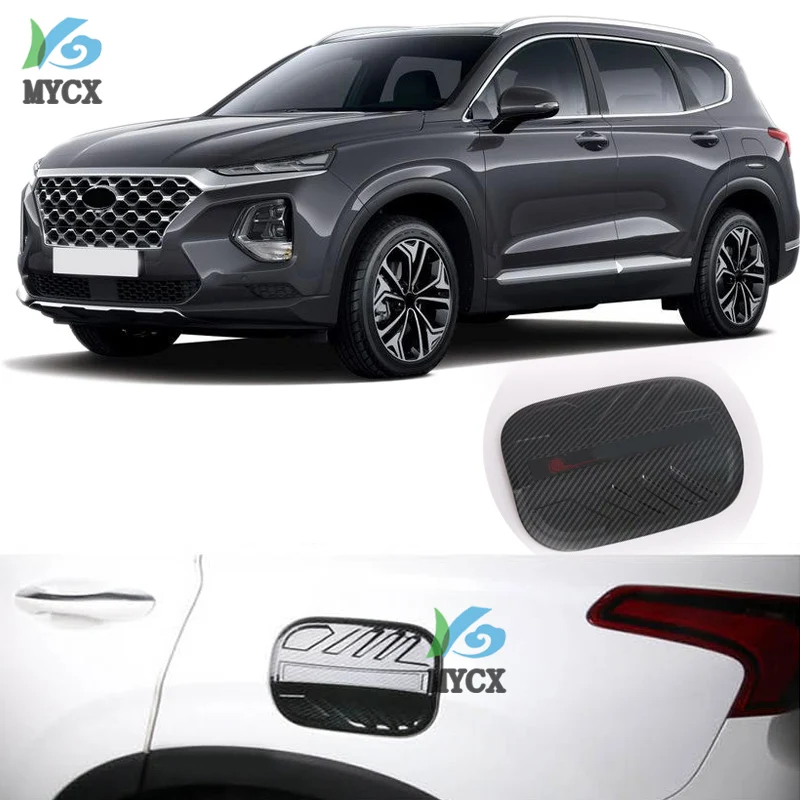 Car styling Fuel Tank Cover For Hyundai Santa Fe Santafe IX45 2019 2020 Carbon fiber decoration tank cover Accessories | Автомобили и