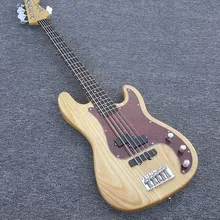 Высококачественная электрическая бас-гитара, 5 струнная бас-гитара, пепельный корпус, натуральный цвет, Кленовая шея