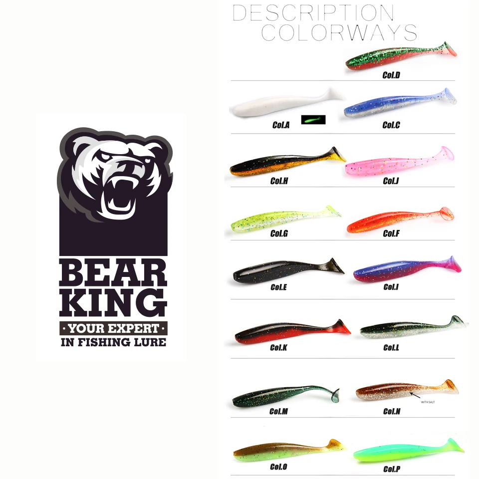 BEARKING Shiner 100 мм 5 г 7 шт./пакет рыболовные приманки мягкая искусственная наживка