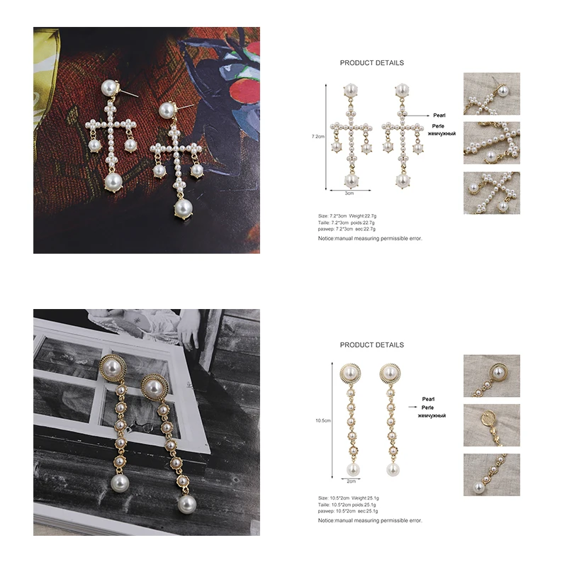 STRATHSPEY/длинные серьги с жемчугом золотого цвета для женщин, жемчужные серьги в стиле барокко с крестом, роскошные серьги, элегантные свадебные ювелирные изделия
