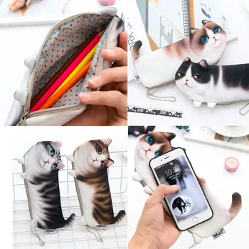 

3D Animal Cute Cat Face Zipper Case Coin pencil cases for girls Women Girls Purse Wallet Pen Bag Pouch Storage bag