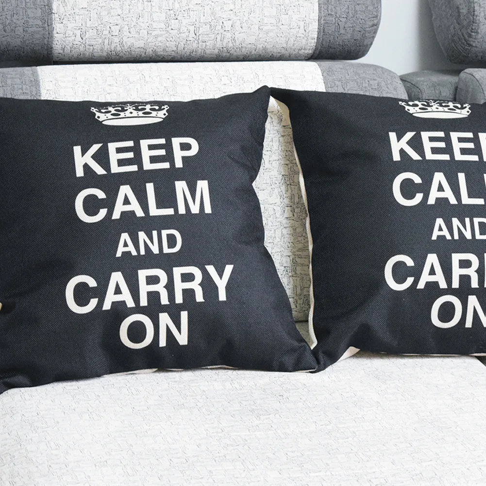 square pillowcases crown keep calm and carry on throw pillow case sofa office cushion cover home decor bedroom pillow cover