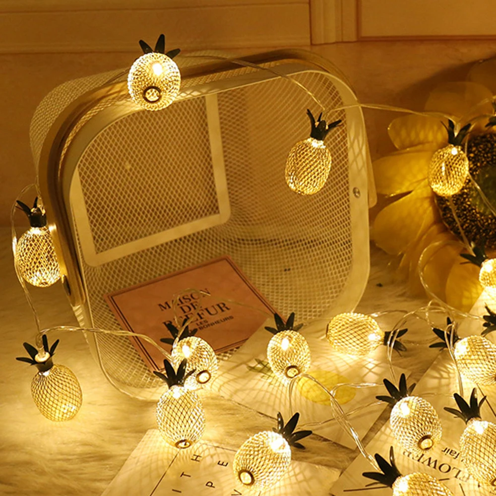 Ретро стиль Золотой ананас гирлянды 10LED USB питание огни для спальни Свадьба День Рождения Декор
